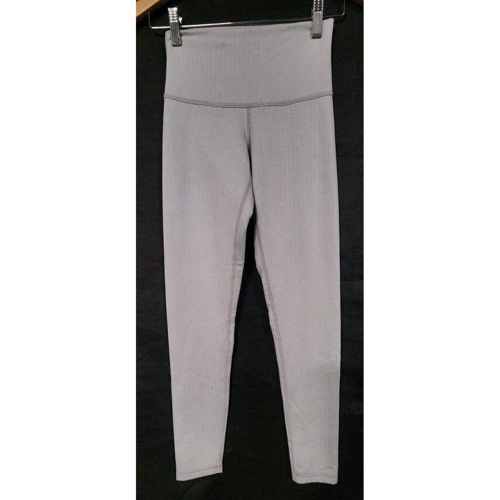 DYI Womens Athletic Leggings Gray Purple Herringbone Full Length Size Small EUC